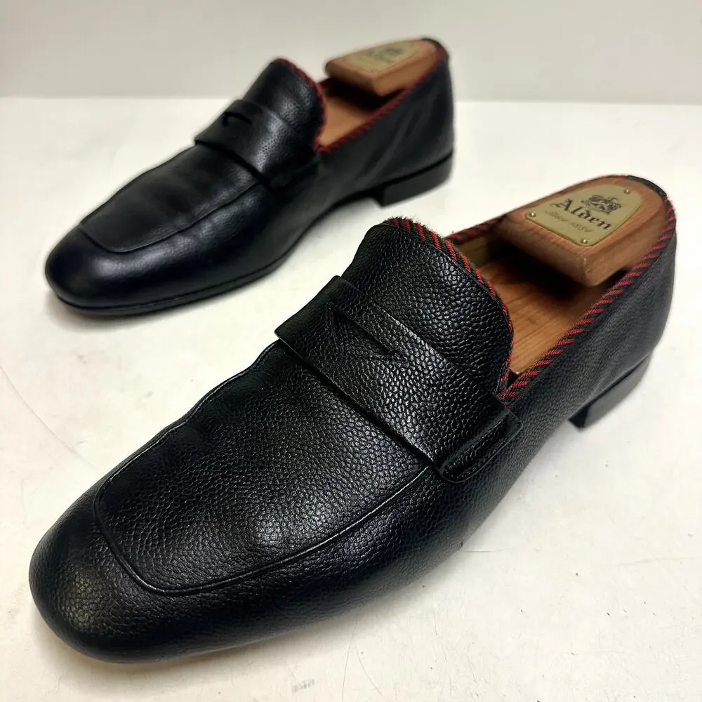RESOLED Gucci Jordaan Penny Loafer Tiger Head Accent Black Pebbled UK 8 US 9 D